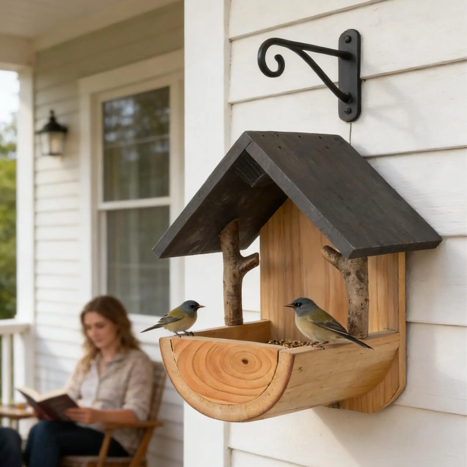 Wall Mount Wooden bird feeder  - đánh giá và giá Feeding
