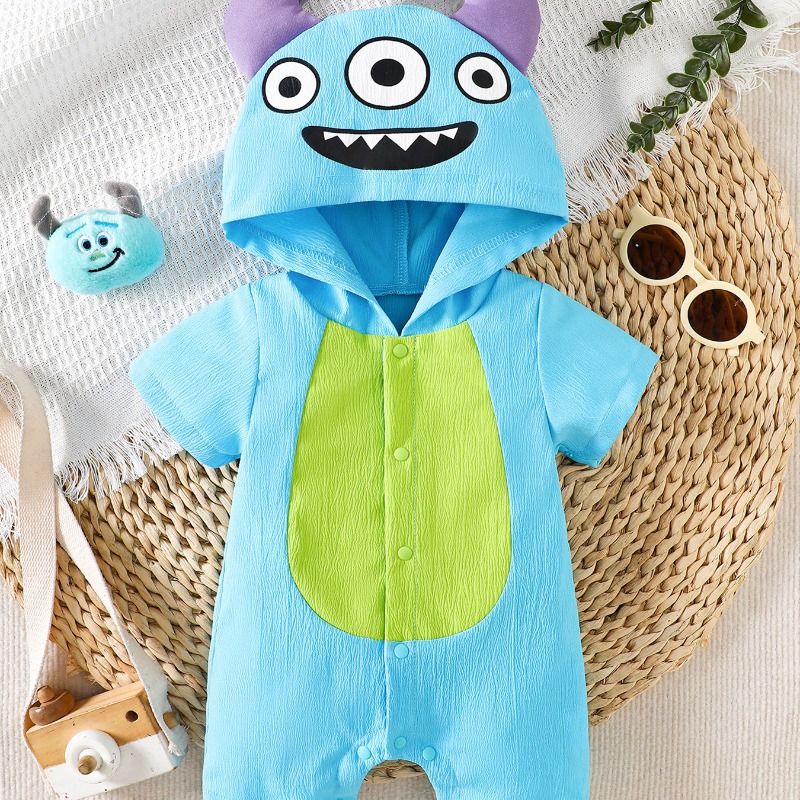 Newborn Baby Blue Monster Romp - đánh giá và giá Cotton Baby Onesies Zipper