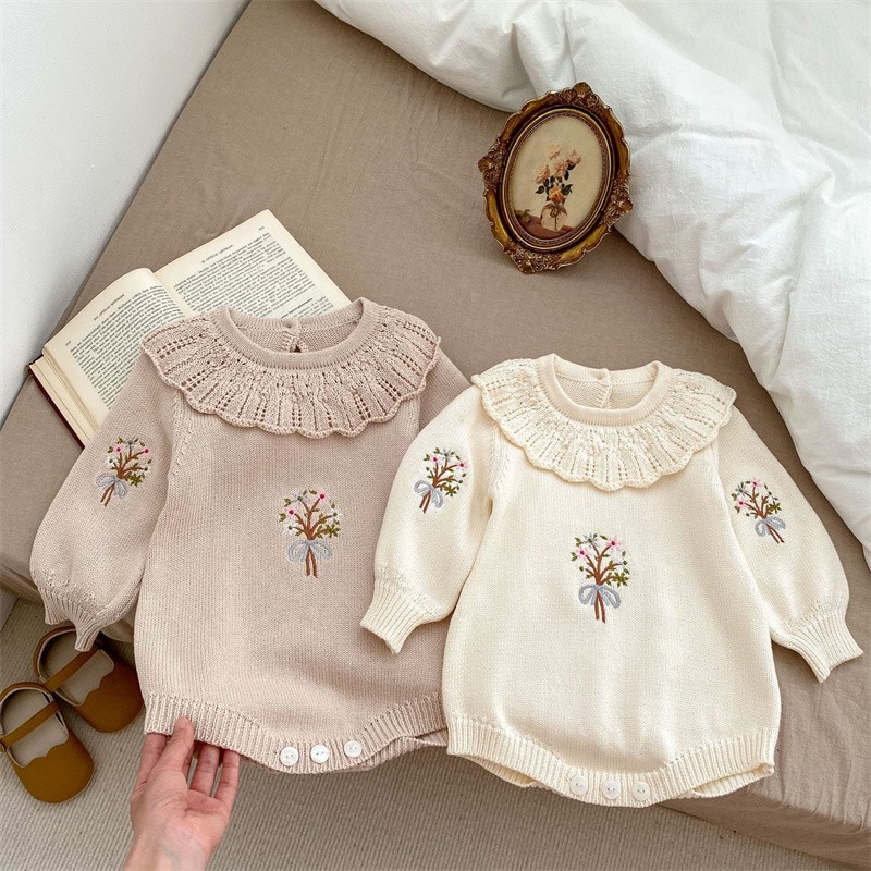 Spring Autumn Newborn Knitting - đánh giá và giá Newborn Baby Girl Romper Floral
