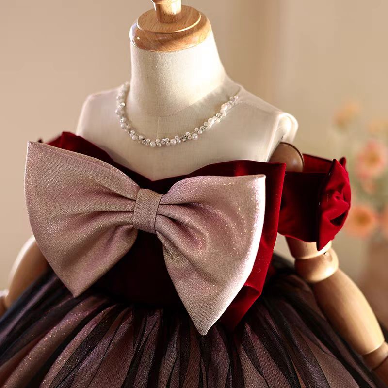 Jill Wish J464 Elegant Burgund - đánh giá và giá Toddler Girl Tulle Party Dress